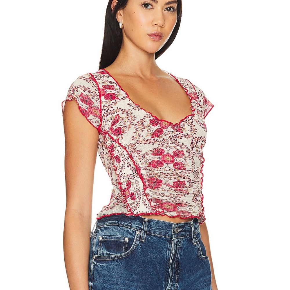 Free People red floral blouse - Picture 11 of 11